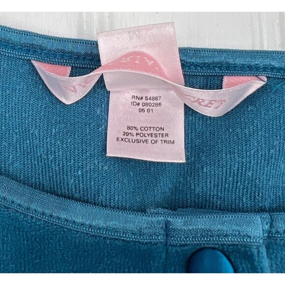 Victorias Secret Teal Velour Button-Up Cardigan Sweater Medium vintage - Picture 3 of 5